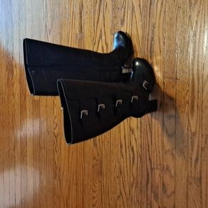 Tall black buckled boots size 9 Vince Camuto